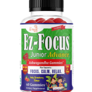 Junior Ashwagandha Root Focus Gummies for Kids & Teens - Brain Booster Supplement Support Calm Sleep