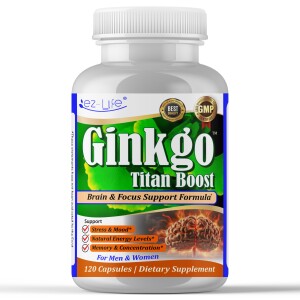 Panax Ginseng and Ginkgo Biloba Complex Capsules - Supplement for Men & Women - Supports Memory Focus Energy & Brain