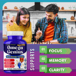 Omega 3 Fish Oil Supplements for Adults - Support Brain Health, Memory, Focus, Bone- 60 Softgels